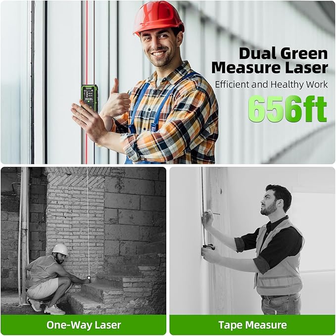 656ft/200M Dual Laser Distance Measuring Tool, Huepar Professional Rechargeable