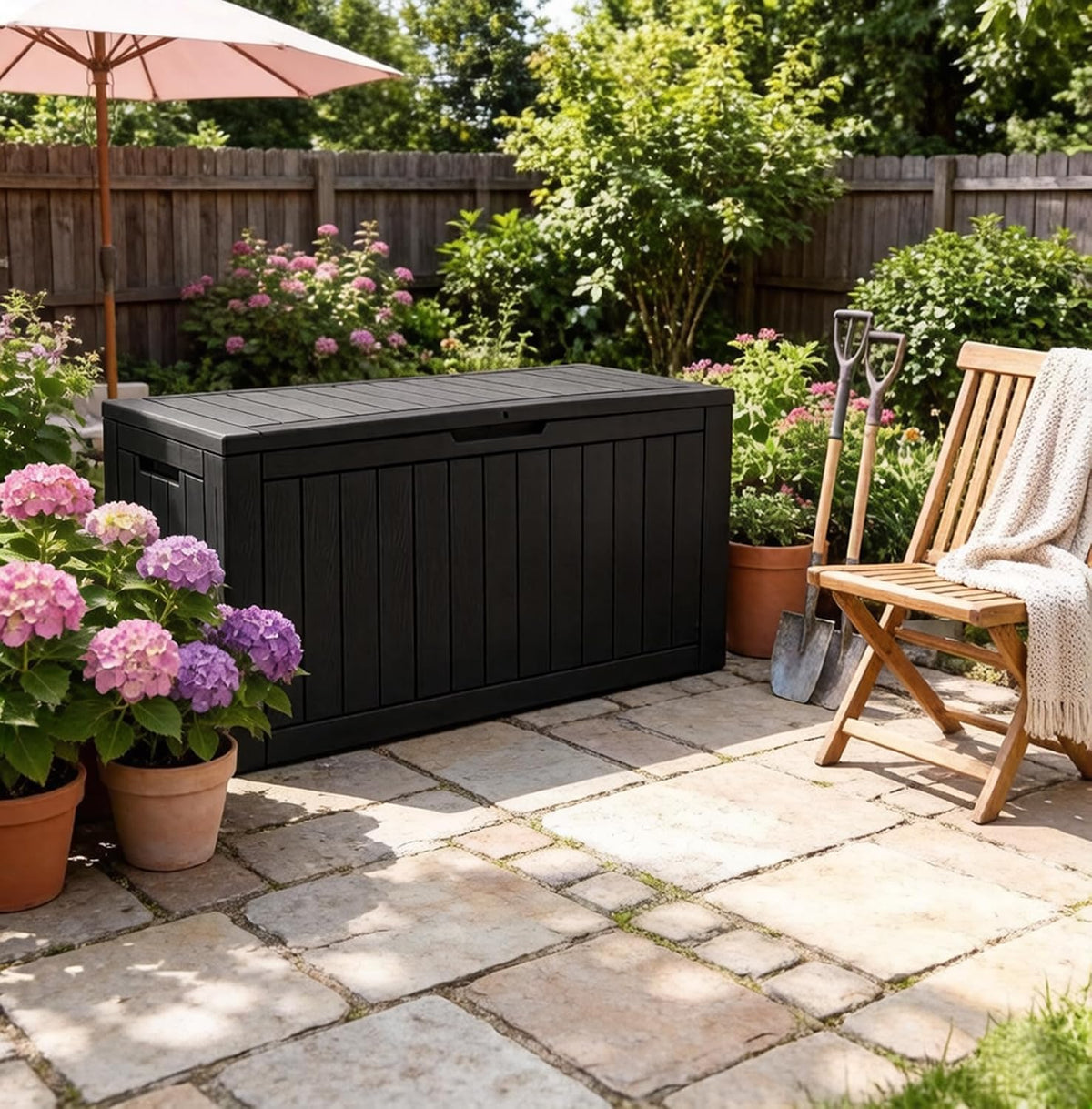 KAMABOKO 100 Gallon Outdoor Storage Box Waterproof Deck Box for Patio
