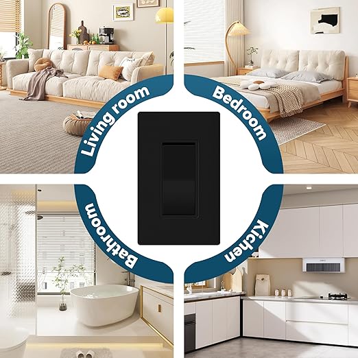 ThunderWay Matte Black 3 Way Decorative Light Switch (20 Pack)