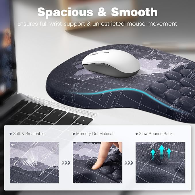 Ospelelf Ergonomic Mouse Pad and Keyboard Stand Wrist Rest Set, Memory Foam