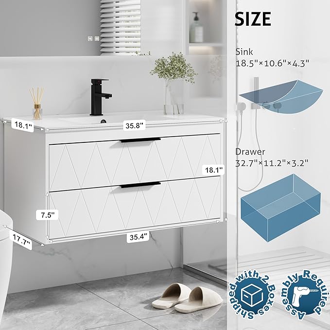 eclife 36" Bathroom Vanities Cabinet