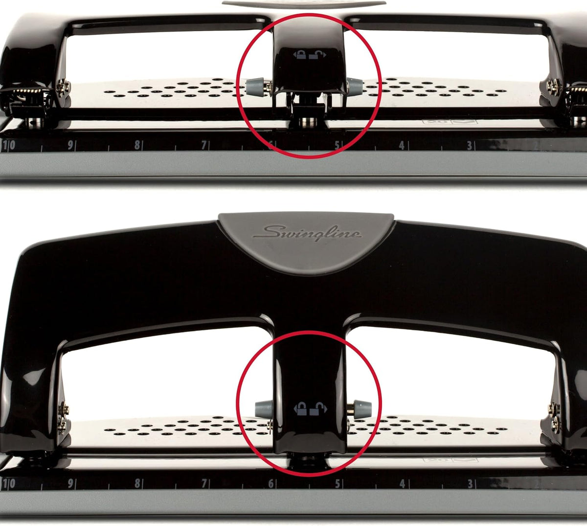 Swingline 3 Hole Punch, 20 Sheet Capacity Three Hole Puncher 3 Ring, Paper Punch, SmartTouch Low Effort, Black & Silver (74133) (Pack of 6)
