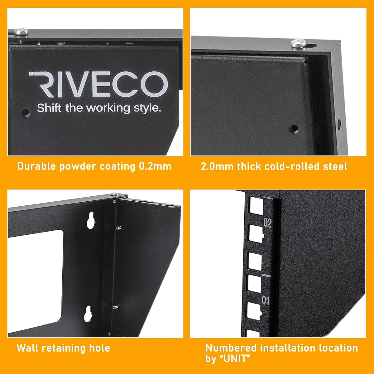 riveco 5u wall mount vertical rack network bracket, side view