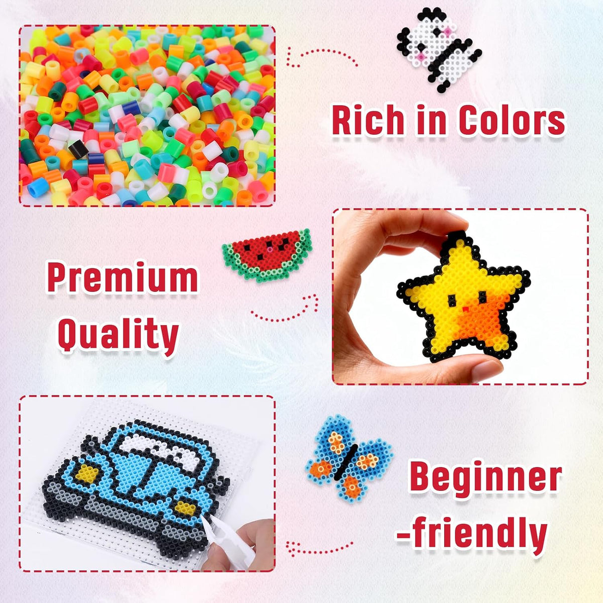 Quefe 24 Colors 21000 Pcs 5mm Fuse Beads Kit with Storage Box