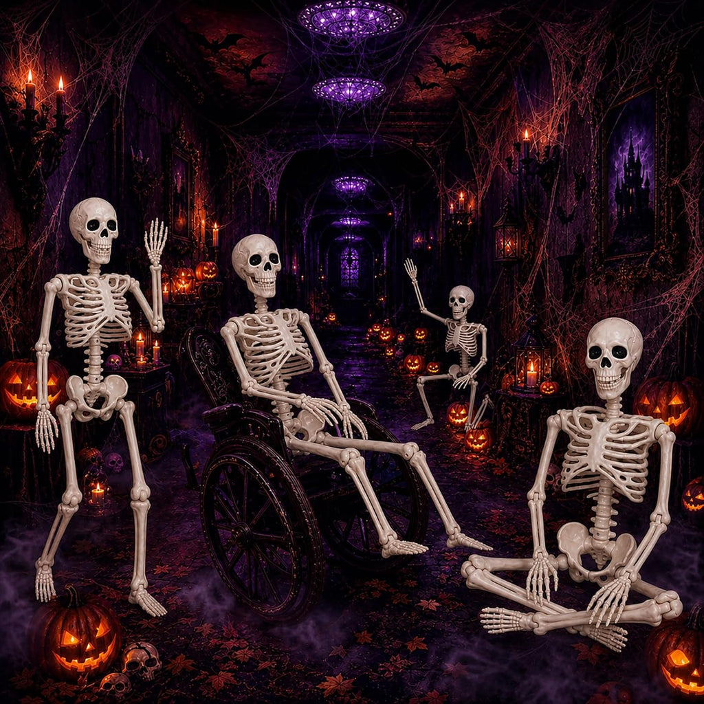 Abakuku 2 Pack 36" Halloween Skeleton Decorations,Human Bones for Halloween Party with Movable Joints,for Haunted Houses, Front Lawn, Graveyard Props