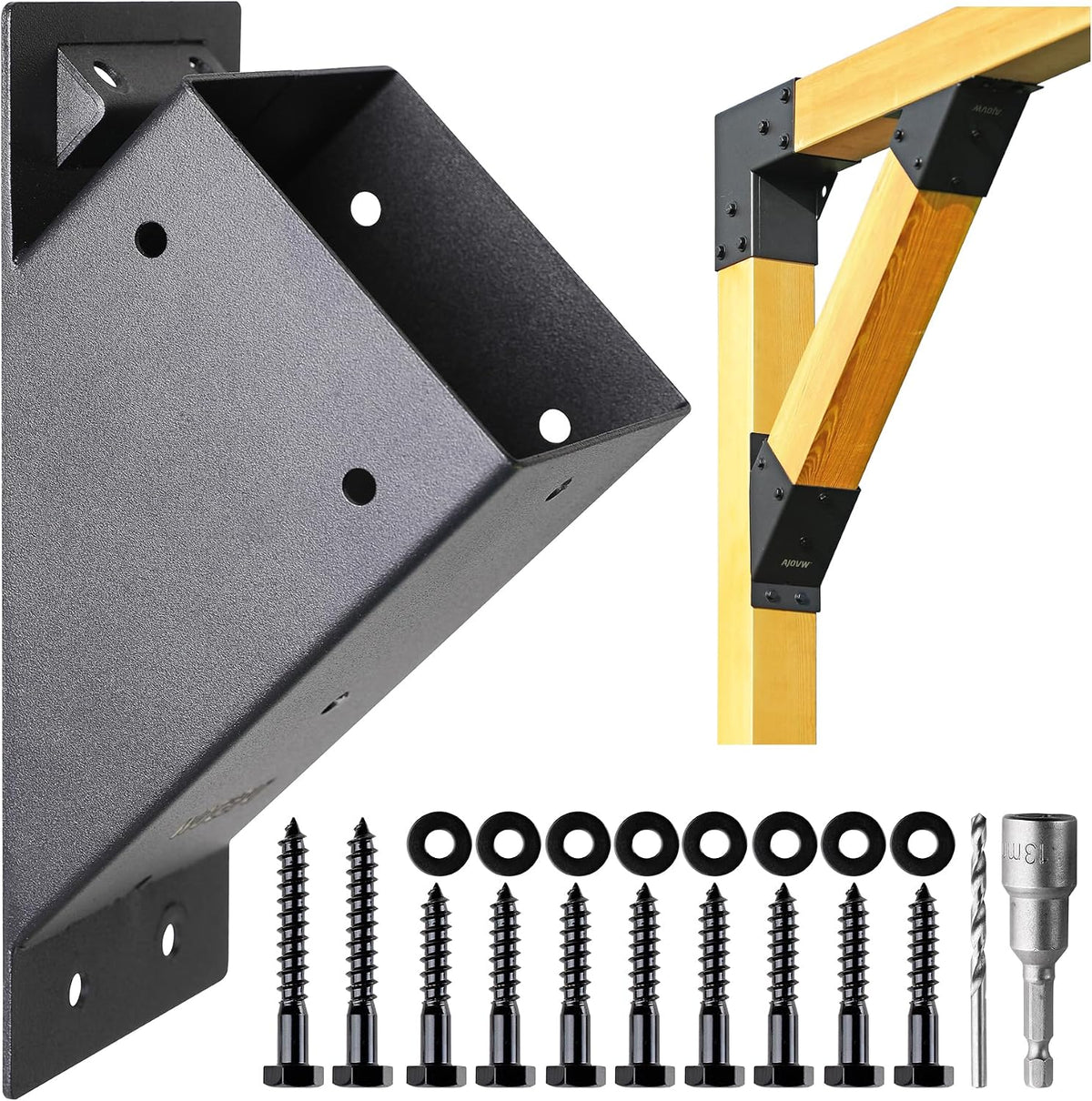 4Pcs 45 Degree Pergola Angle Support Brackets, 4x4 Wood Connector