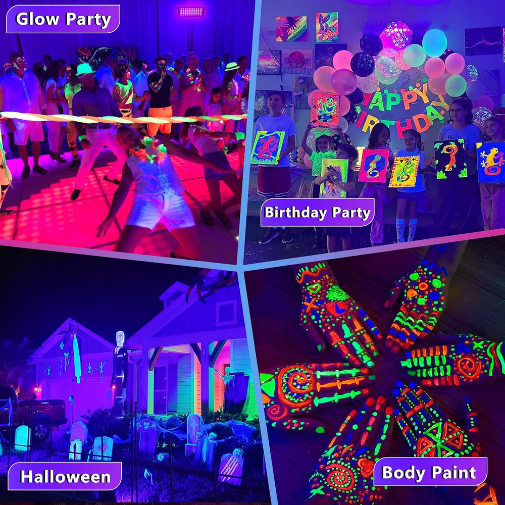 4 Pack 50W Black Lights for Glow Party,Halloween Blacklight