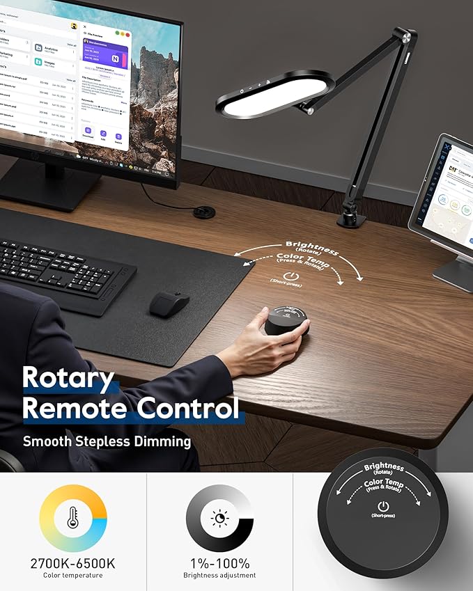 LED Desk Lamp for Home Office, Eye-Care Double-Sided Desk Light