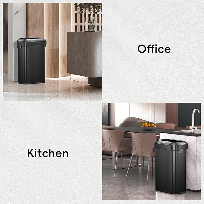 EKO Urban 24 Gallon/90 Liter Open Top Stainless Steel Slim Commercial Trash Can