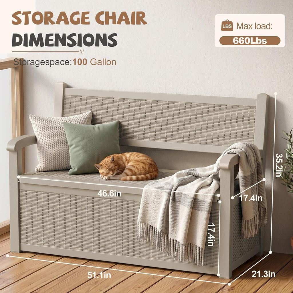 efu outdoor bench storage deck box,120 gallon waterproof, close-up detail