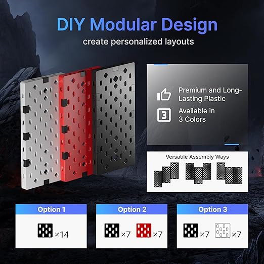 PEGZONE Controller and Headphone Holder Wall Mount, Modular Gaming Pegboard (14pcs)