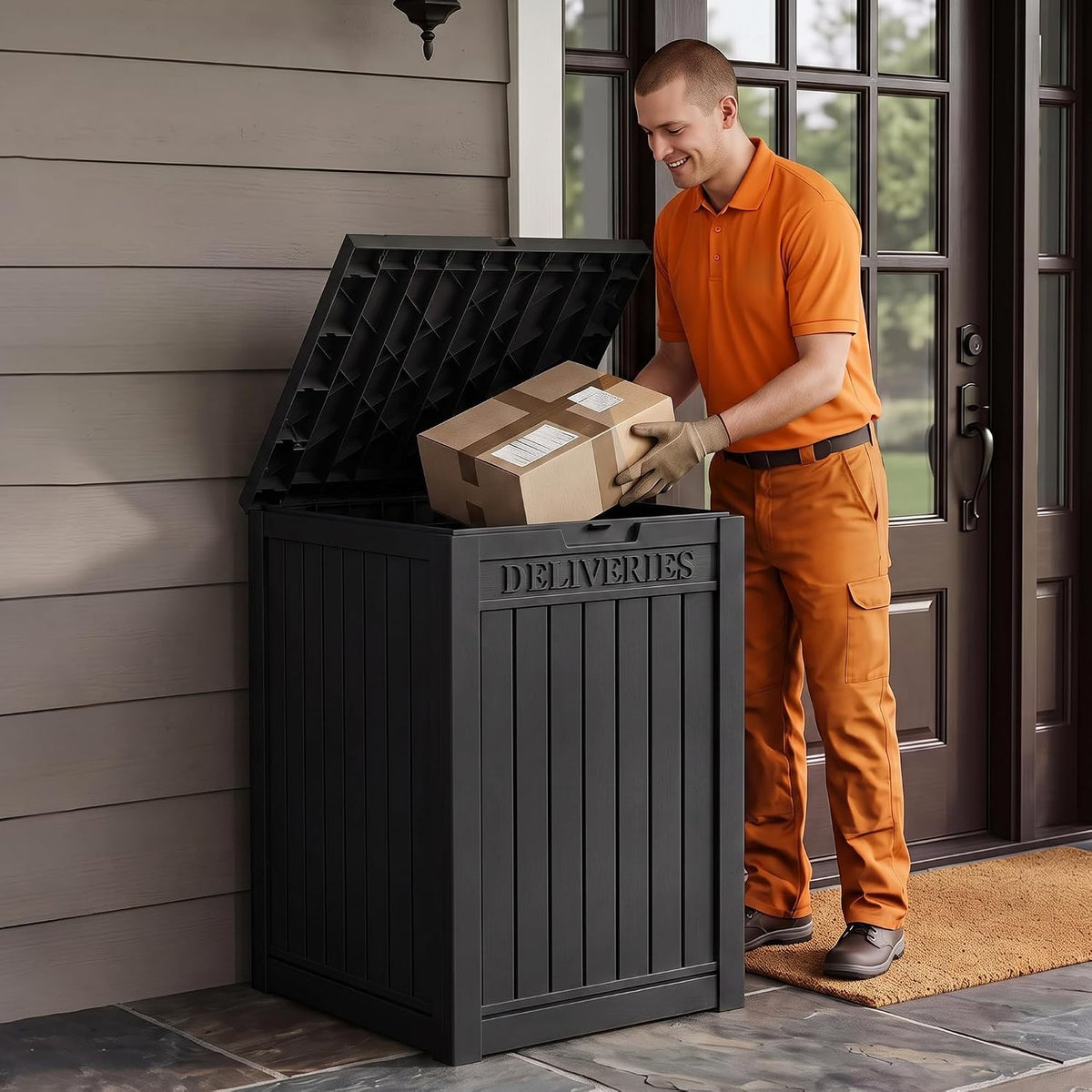 package delivery boxes for outside, deck storage box on a desk or shelf