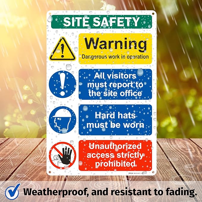 Brimar - 12" x 18" - Construction Site Safety Sign - .063″ White Rust-Free
