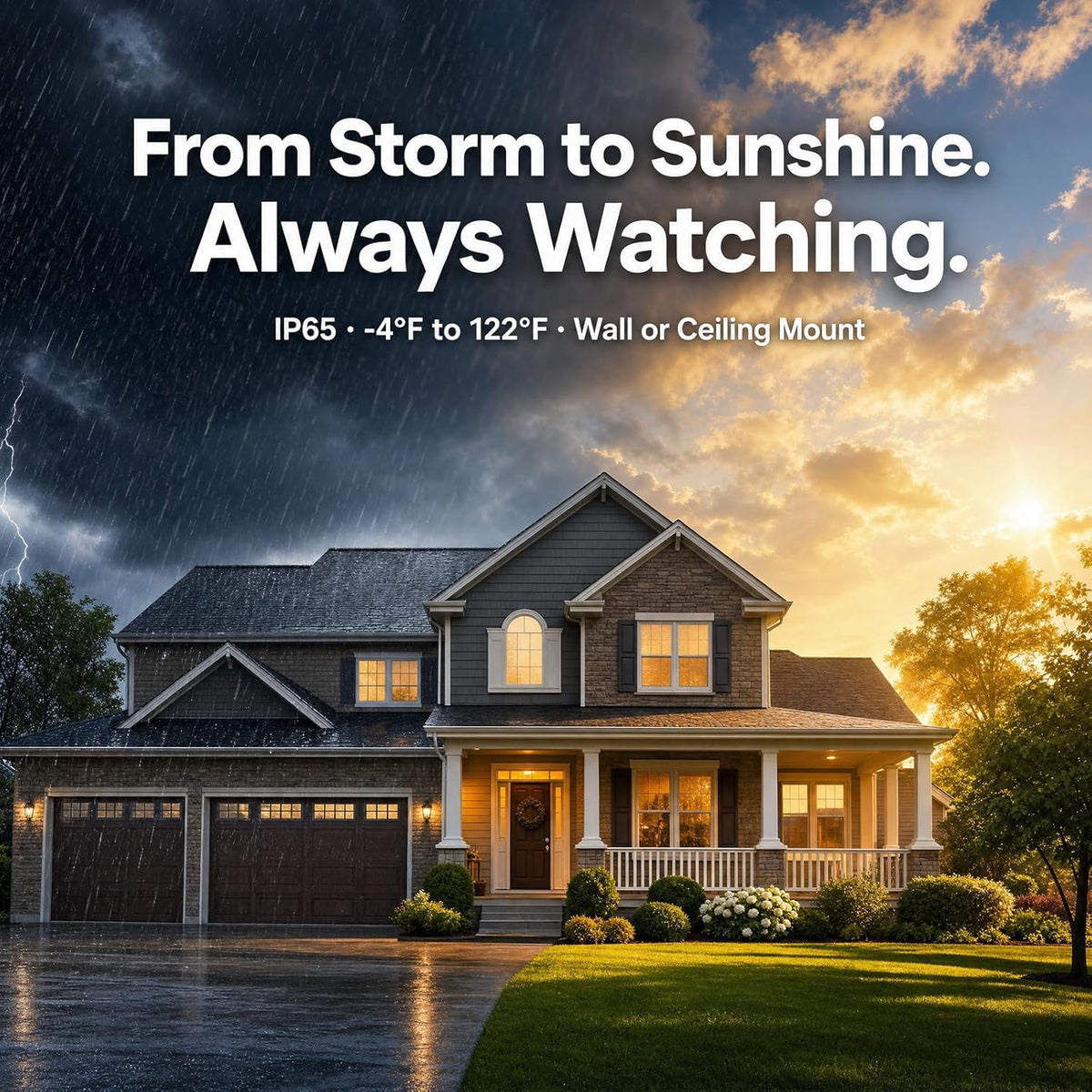 dzees 2k wireless outdoor security camera 2-pack, battery, close-up detail