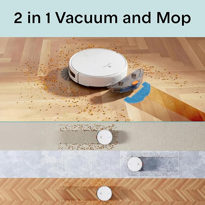 SereneLife Smart Robot Vacuum Cleaner and Mop Combo, App Control, 3 Cleaning