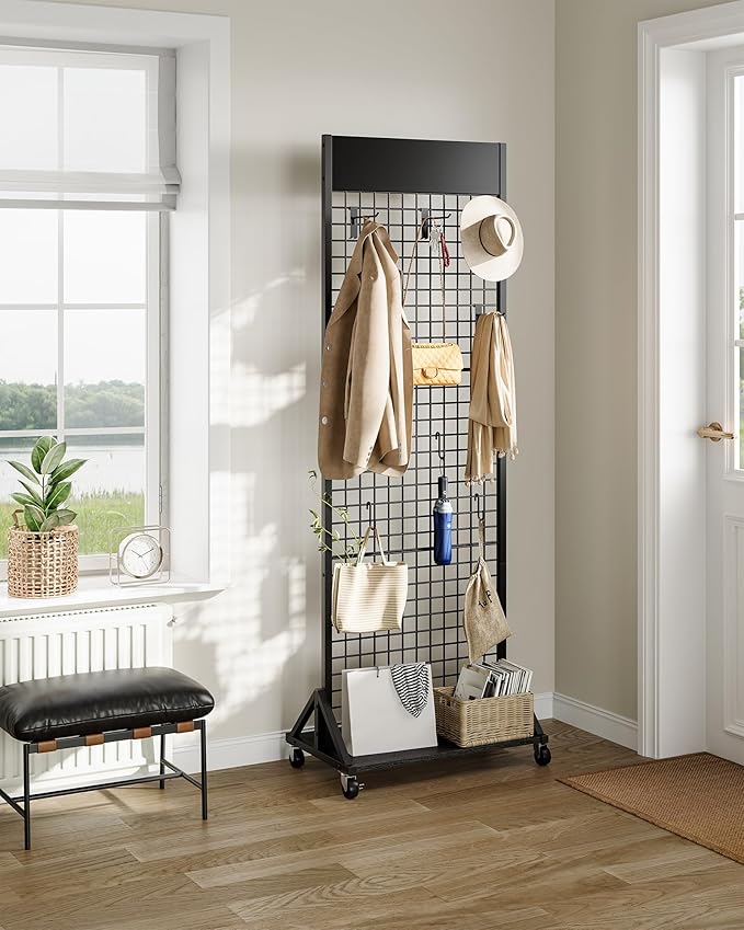 CHOEZON Grid Wall Panel, 2’ x 5.7’ Ft Floor Standing Gridwall Display Rack