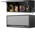 Metal Garage Wall Cabinet with Doors Side with Holes,13.8"H 1 Door Small Wall Hanging Tool Chest Cabinet ,Garage Storage Cabinet for Garage, Basement, Kitchen, Warehouse,Office, Bathroom-Black Gray