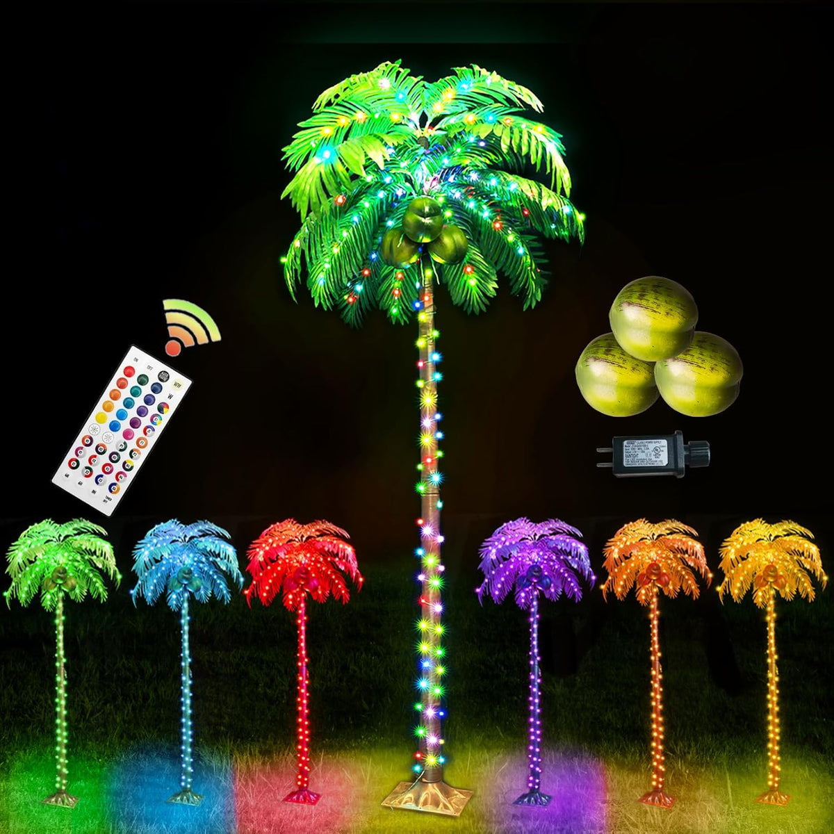 Ledido 5FT Halloween Lighted Palm Trees for Outside with Remote Coconuts