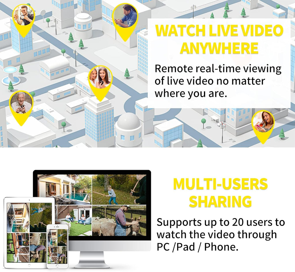 Septekon 2K Outdoor Security Cameras, 2.4G Wired WiFi, 4 Pack