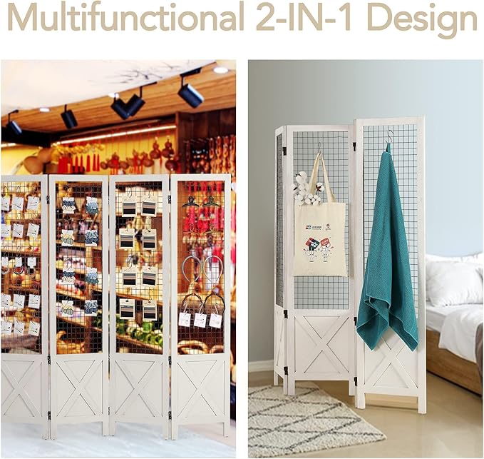 Wnutrees 4 Panel Gridwall Display, Portable Freestanding Display Board