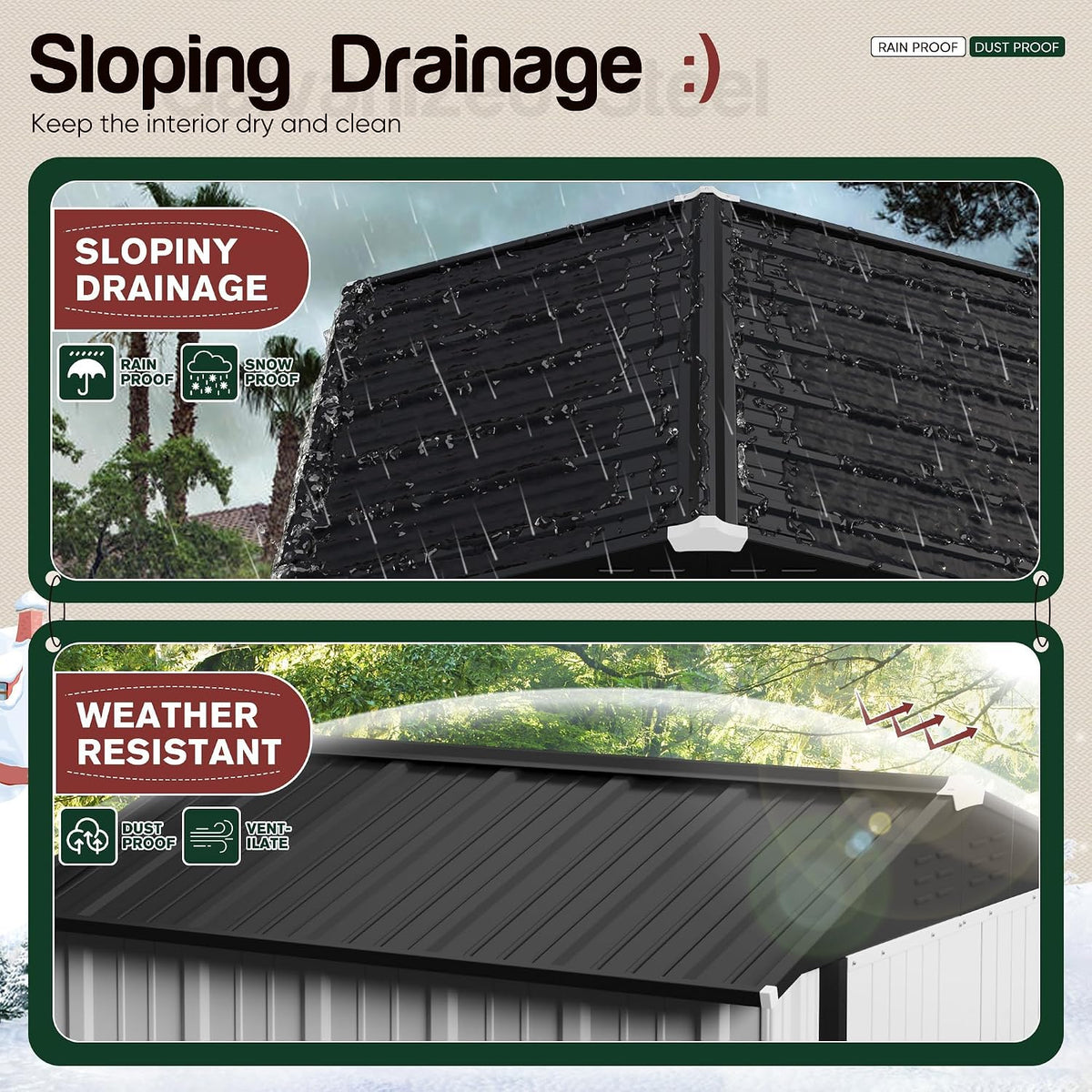 gunji 6 x 4 ft shed outdoor storage showing dimensions