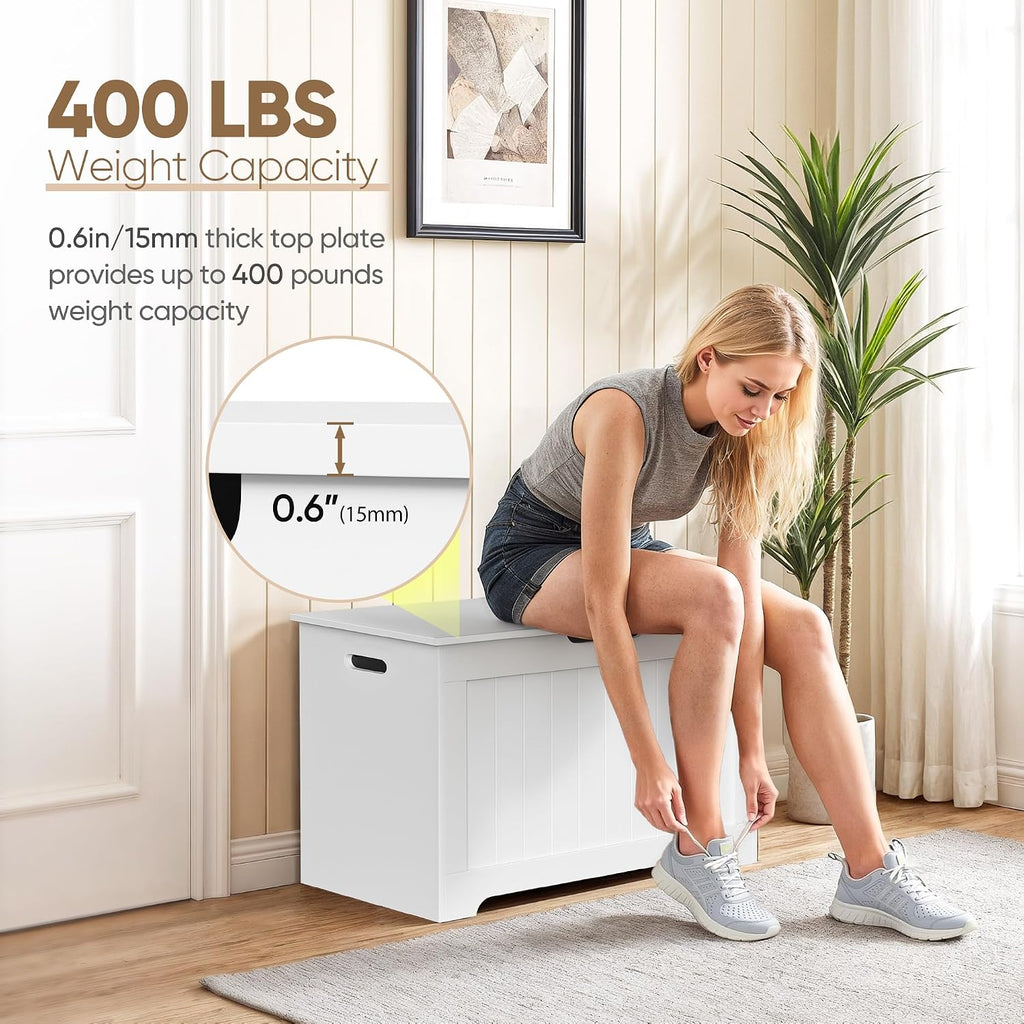 storage chest with flip-top lid, large wood trunk, close-up detail