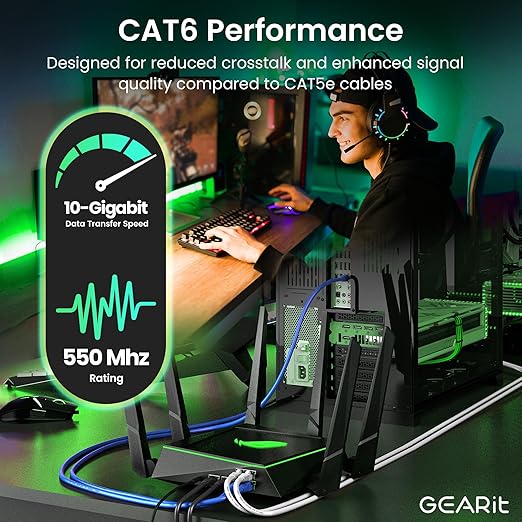 GEARit Cat 6 Ethernet Cable Cat6 Network Patch, Snagless Cord, Internet (50-Pack)