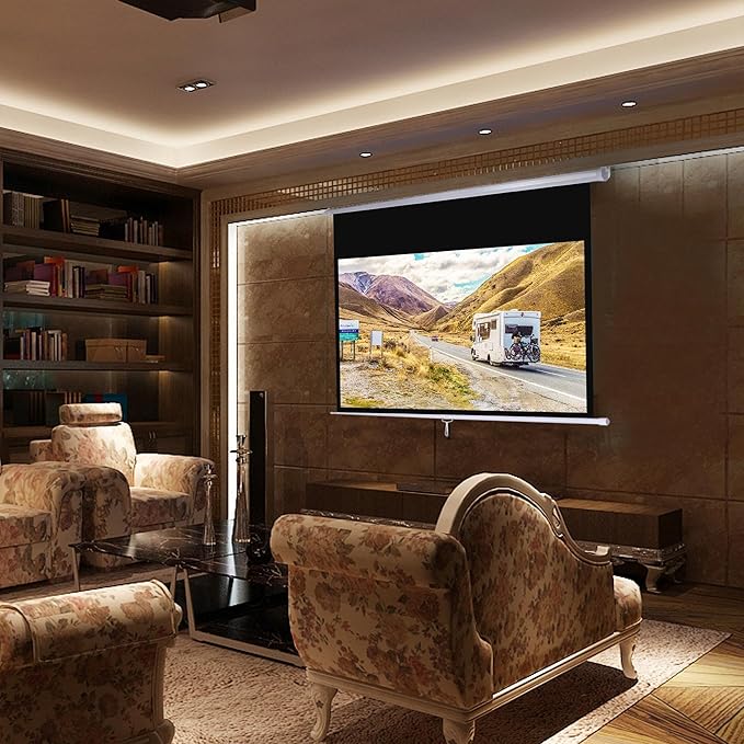 Instahibit 72" 16:9 Manual Pull Down Projector Screen 4K Self-Locking Home