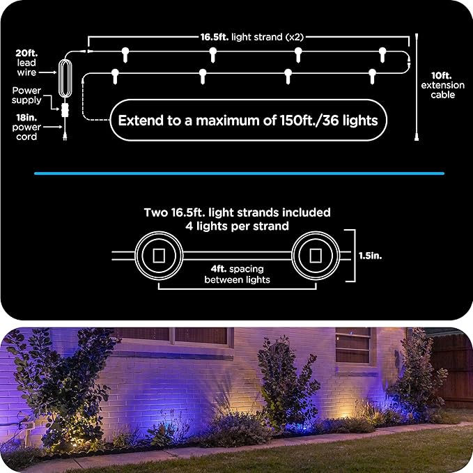 Enbrighten Vibe Eternity Landscape Lights, 8 RGBWIC LEDs, Weatherproof