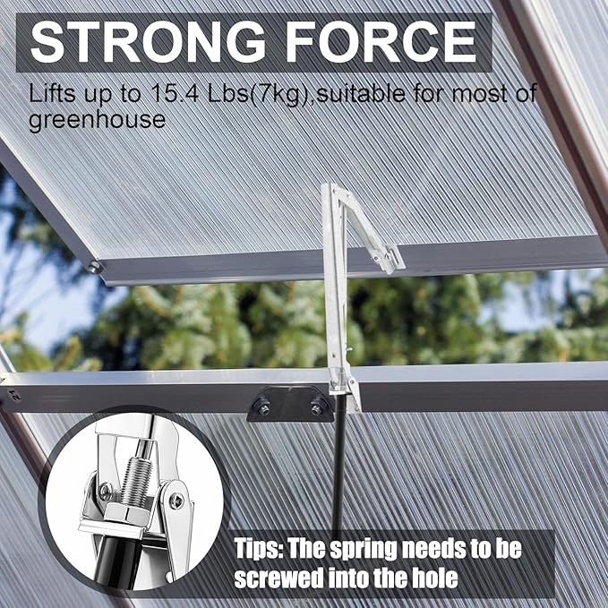 Amylove 2 Pcs Single Spring Automatic Roof Vent Opener Greenhouse Accessories