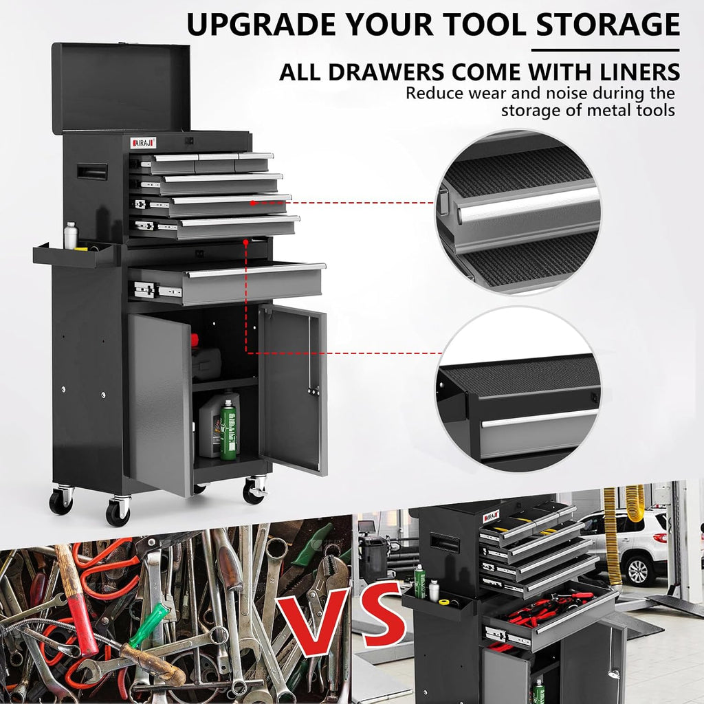 7-drawer tool chest with wheels, 40'' rolling tool, side view