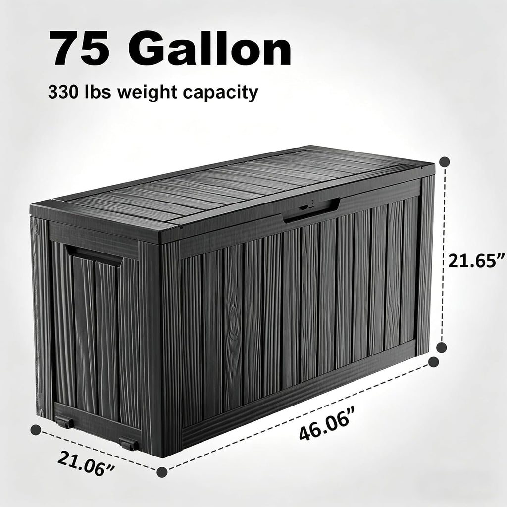 drato 75 gallon deck box, waterproof resin large shown in use