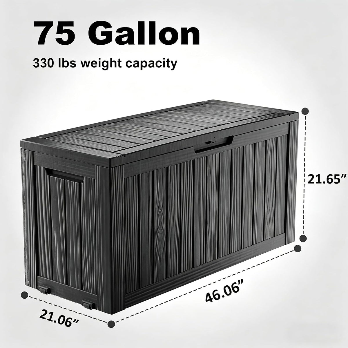 drato 75 gallon deck box, waterproof resin large shown in use
