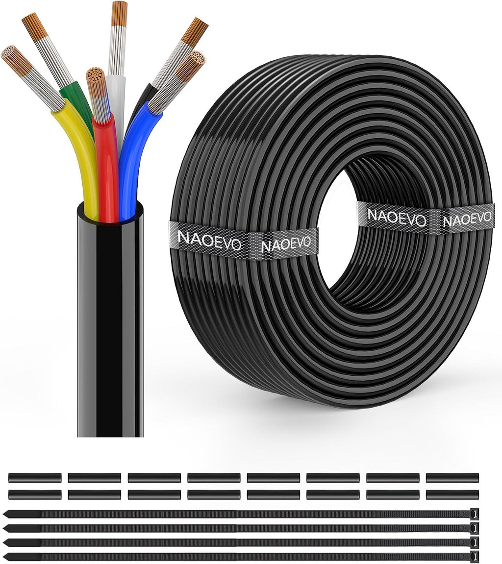 NAOEVO 16 Gauge Wire 6 Conductor Electrical Wire, 16 AWG Stranded PVC Cord