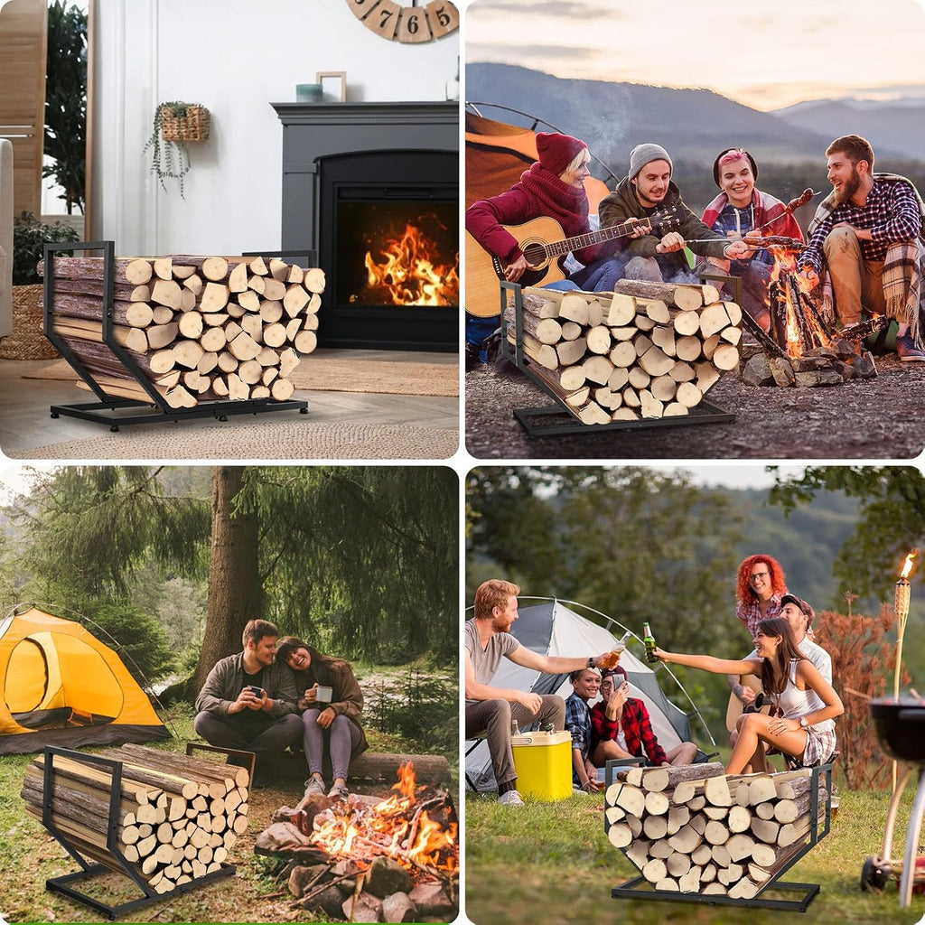 Firewood Rack Outdoor Indoor,31 Inch Metal Firewood Holder