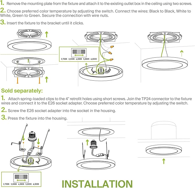 ASD LED 9" Round Flush Mount Ceiling Light Fixture, Low Profile Surface (6 Pack)