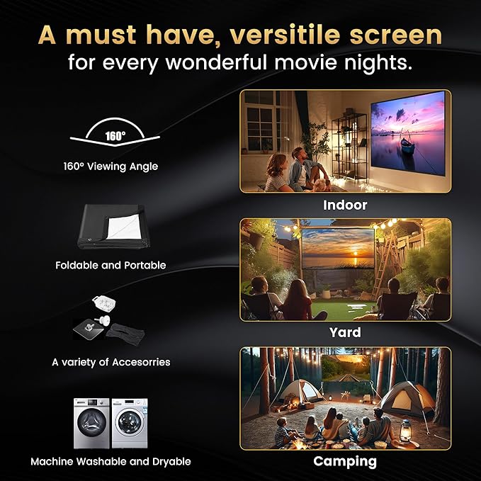 100 inch Projector Screen 2025 Upgraded