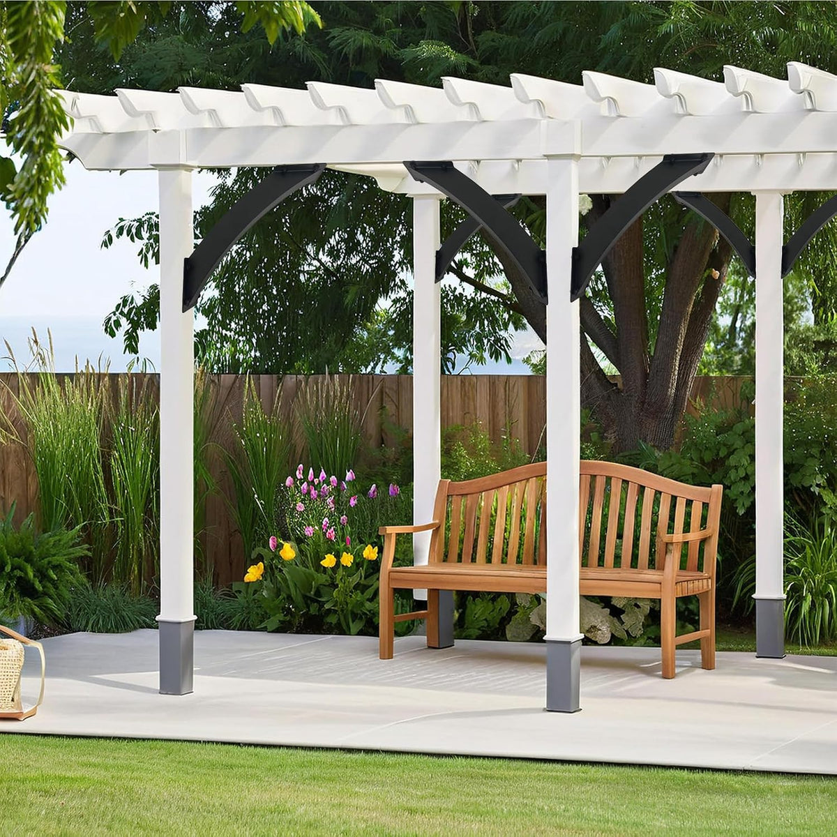 4x4 arc 45°angle support bracket heavy duty pergola, side view