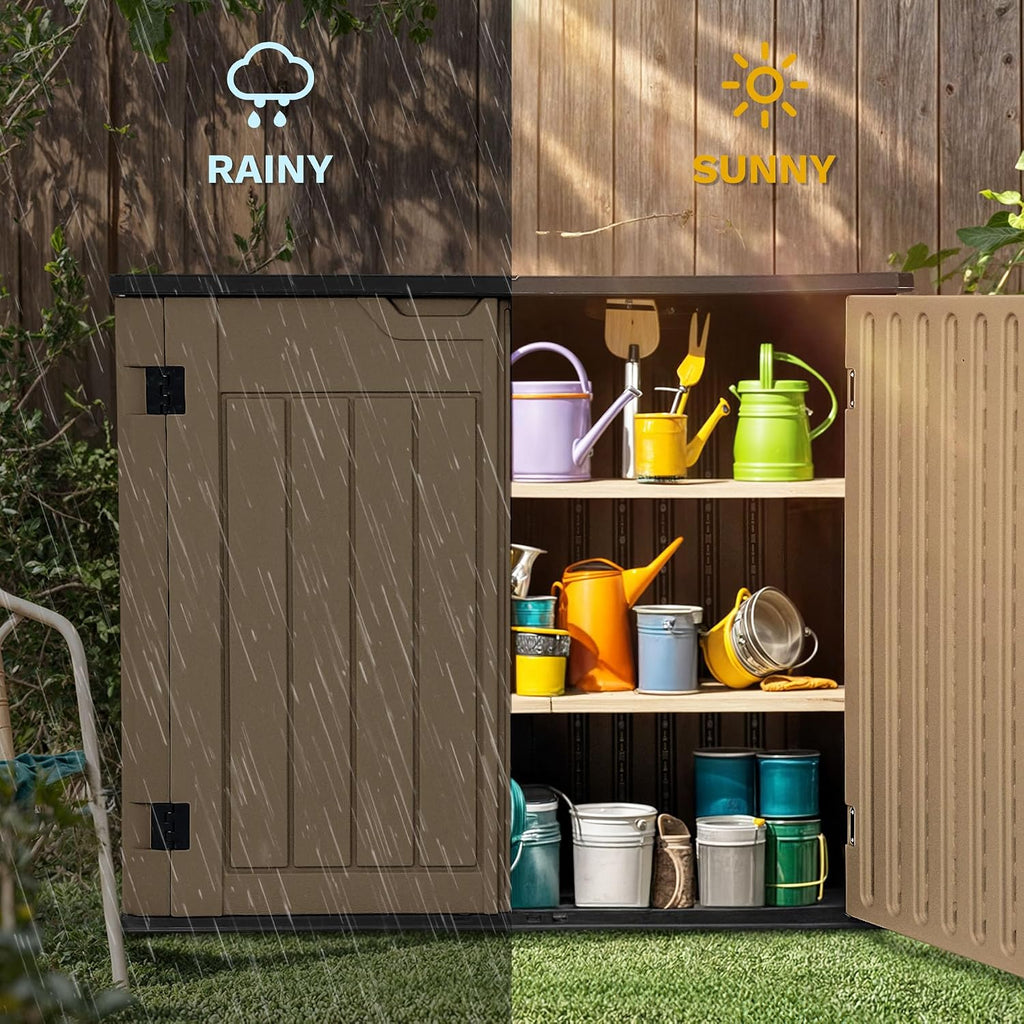dwvo 35 cuft outdoor horizontal storage, waterproof resin, close-up detail