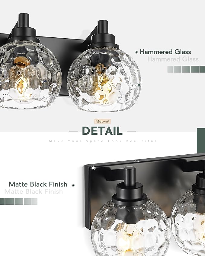 METWET Bathroom Light Fixtures Over Mirror, 4-Light Modern Sconces Wall Lighting