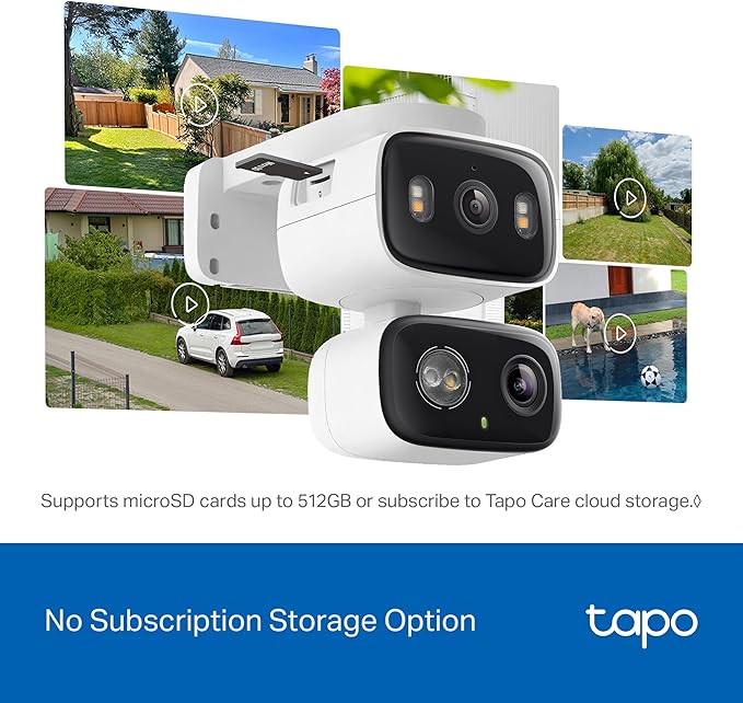 Tapo 2K 3MP Indoor/Outdoor Dual Lens Pan/Tilt Security Camera – 125° Wide-Angle