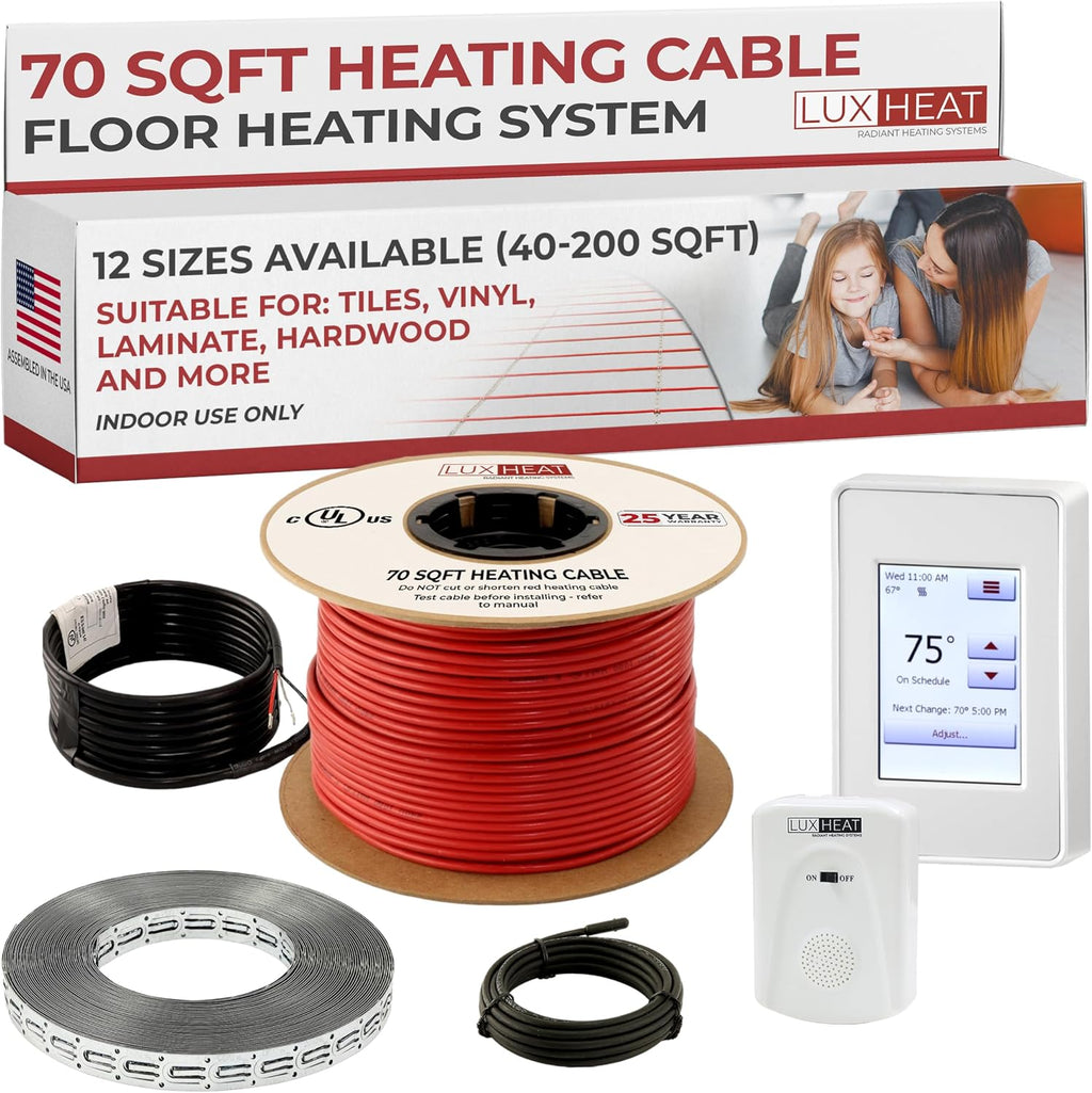 LuxHeat 70sqft Floor Heating Cable Kit - 240v In Floor Electric Heater Kit -