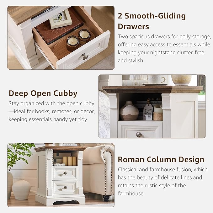 T4TREAM Farmhouse Nightstand