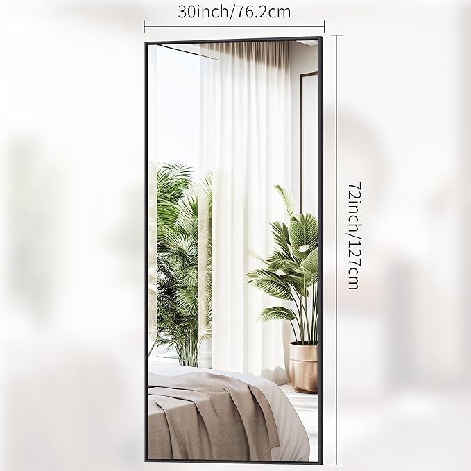 Black Bathroom Mirror for Wall, 72x30 Inch Rectangle Mirrors