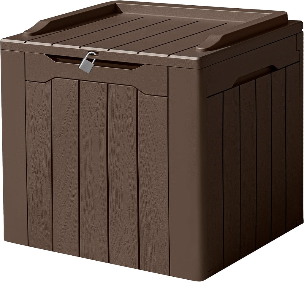 devoko 31 gallon waterproof outdoor storage box resin shown in use