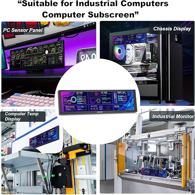 8.8 Inch PC Temperature Display, PC Sensor Panel Display, Computer Temp Monitor