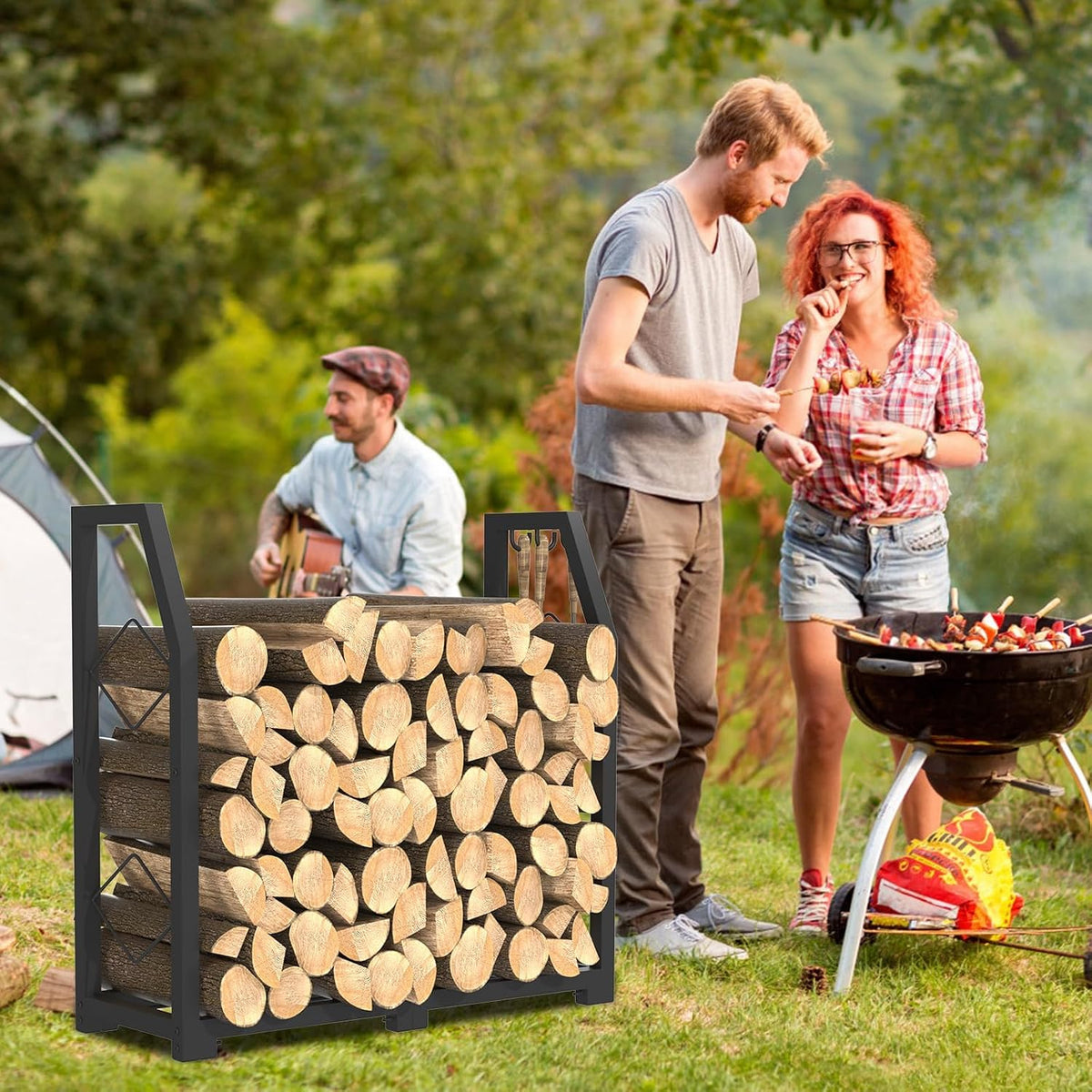 vygrow firewood rack for outdoor, firewood holder with, close-up detail