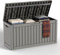 PatioZen 100 Gallon Resin Deck Box Lockable Waterproof Storage Box, Grey