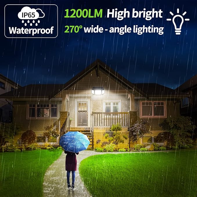 intelamp Solar Outdoor Lights, 6000mAh Motion Sensor
