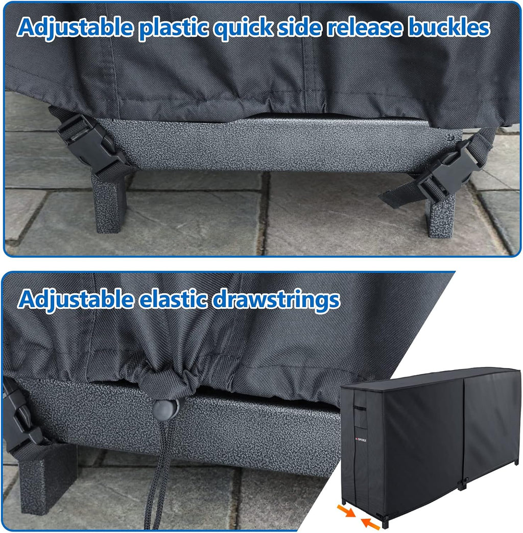 mofeez 8ft firewood log rack cover outdoor, waterproof, side view